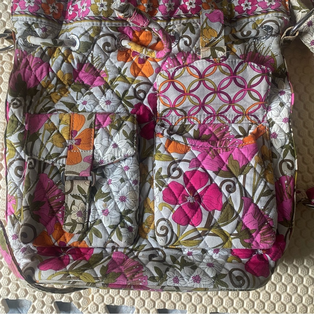 Vera Bradley Pink and Orange Crossbody Bag with Butterfly Print - Picture 8 of 9